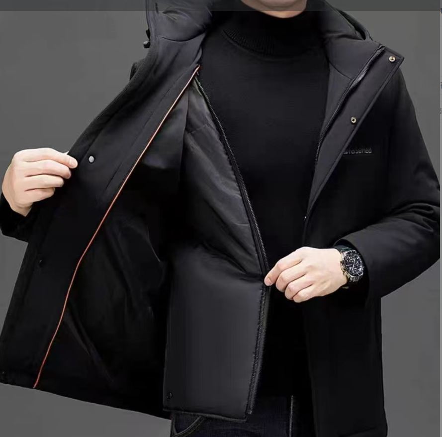 男士鹅绒冬季保暖连帽羽绒服 6992