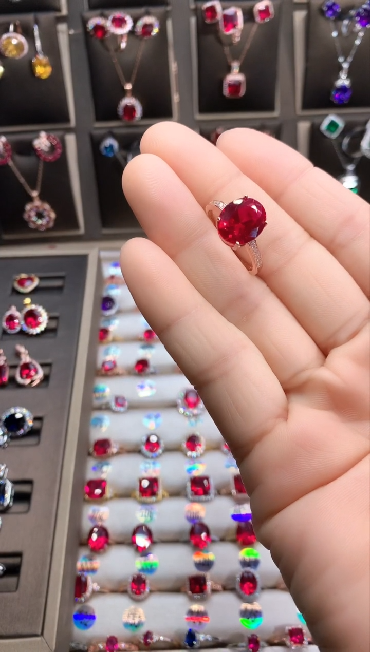 【闪购商品】红宝石戒指银S925镶嵌玫瑰金10.12