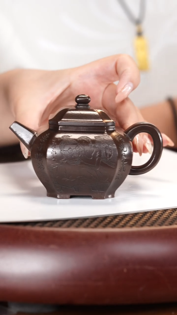 茶壶紫砂23JY福气满满 黑墩头160cc
