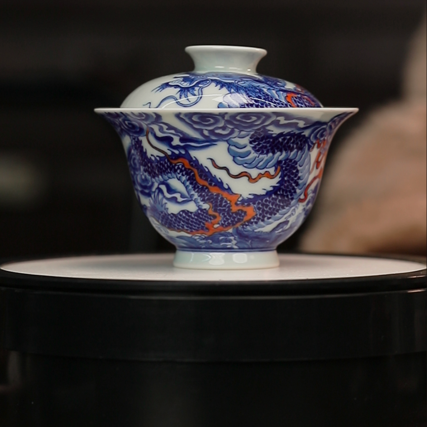 11.30/m45b22/青花海浪龙盖碗