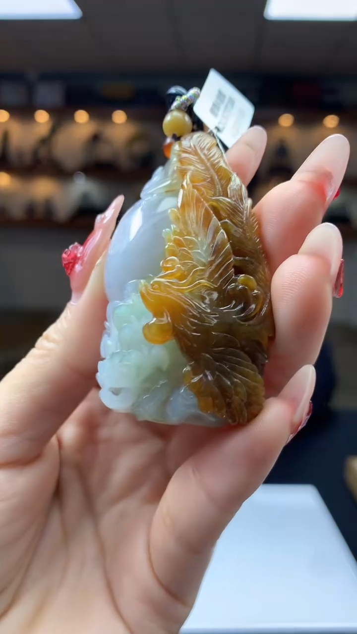 【闪购商品】定制翡翠未镶嵌1087ry-毛货挂件35