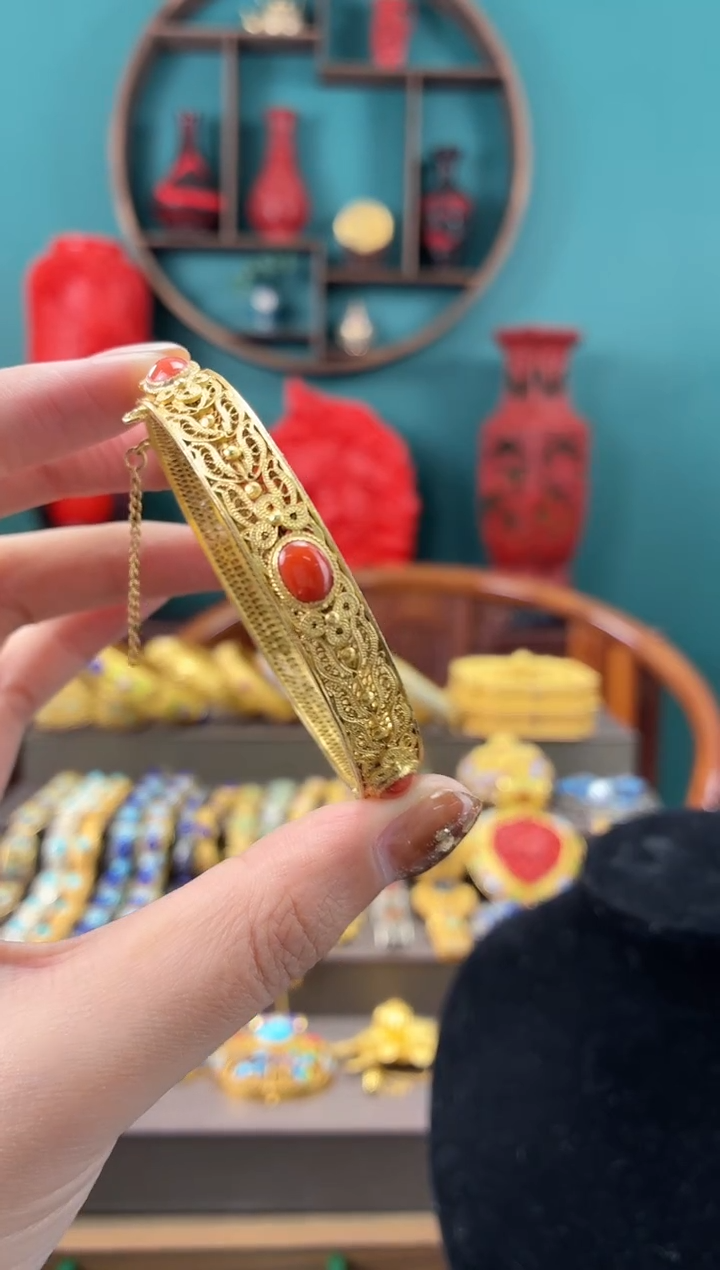非遗手工花丝镶嵌镯子55-60