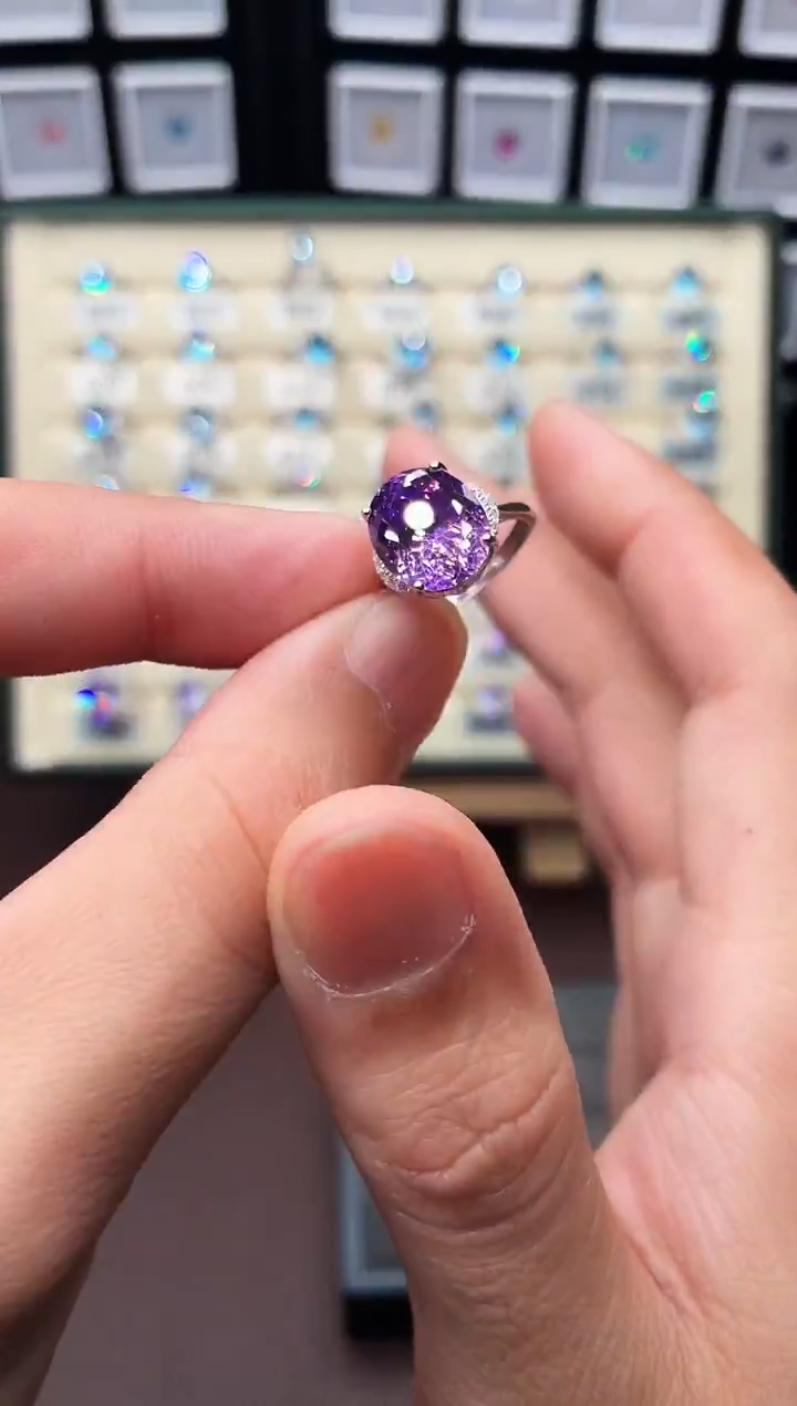 无925银轻奢紫罗兰色女神戒
