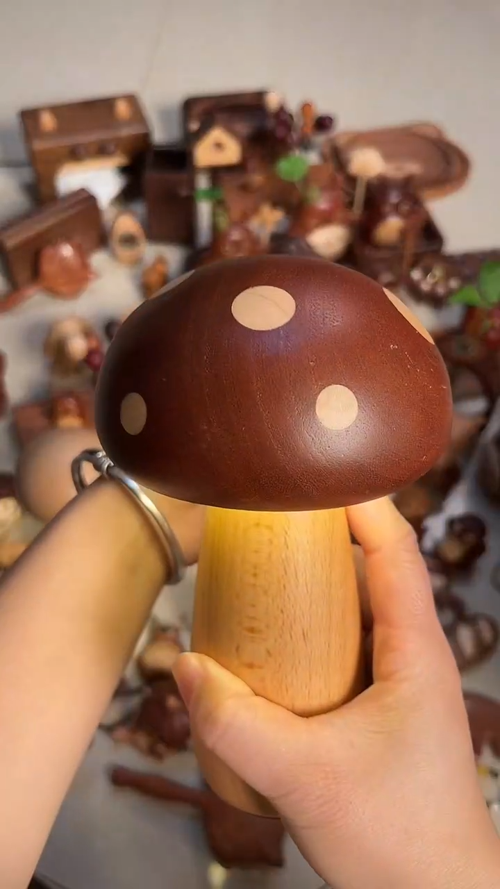 木乌檀木蘑菇灯摆件