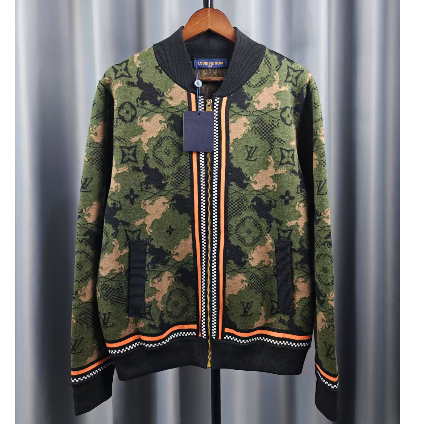 99新 LouisVuitton/路易威登 男士春秋满印迷彩纹棒球服外套