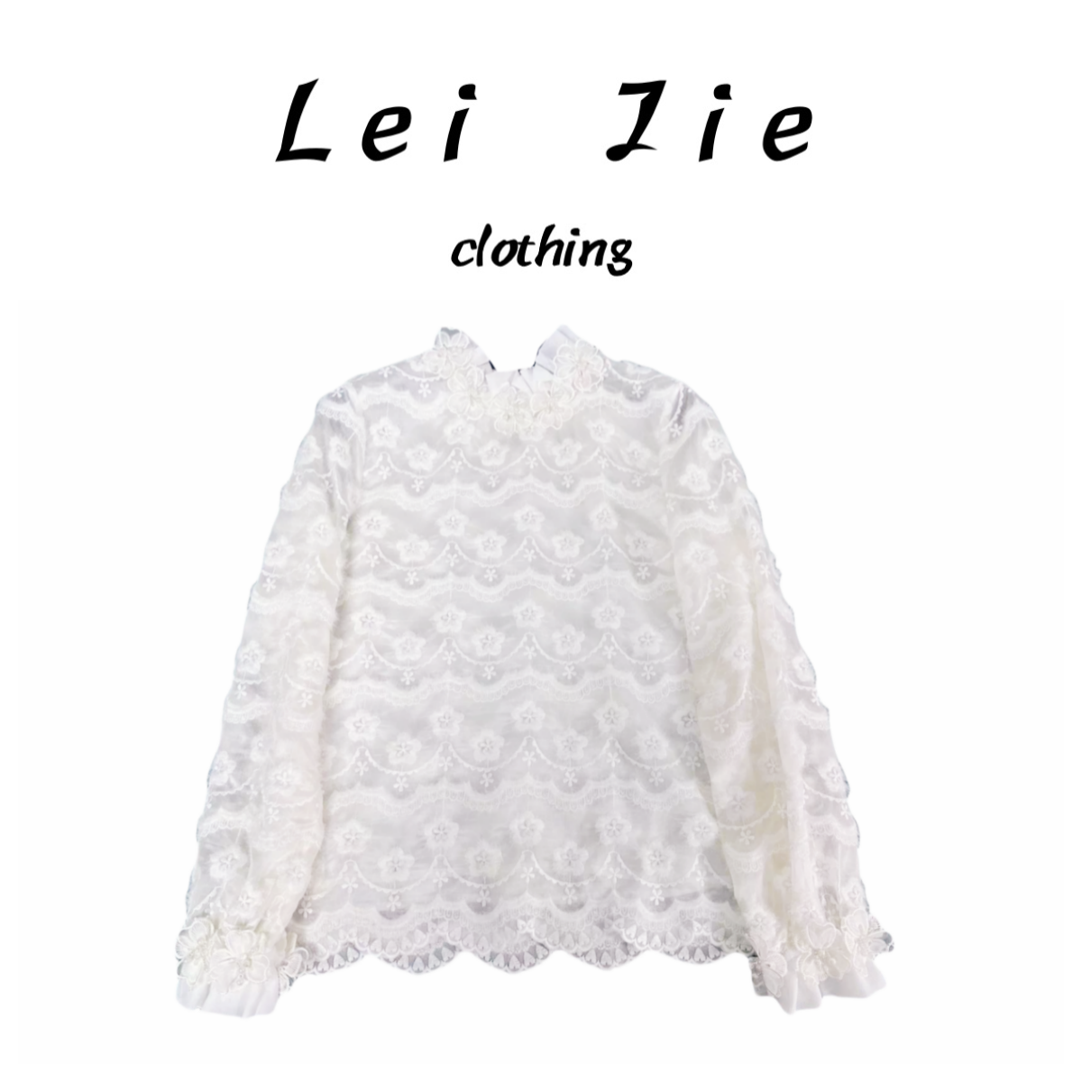 【Lei Jie】刺绣水溶花精致手工钉珠花朵小衫1195