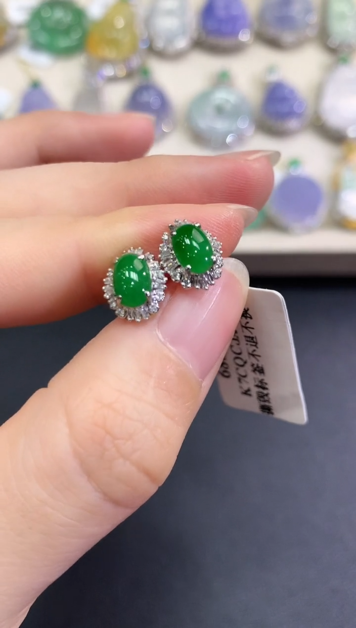 【闪购商品】翡翠耳饰18K金镶嵌B46   