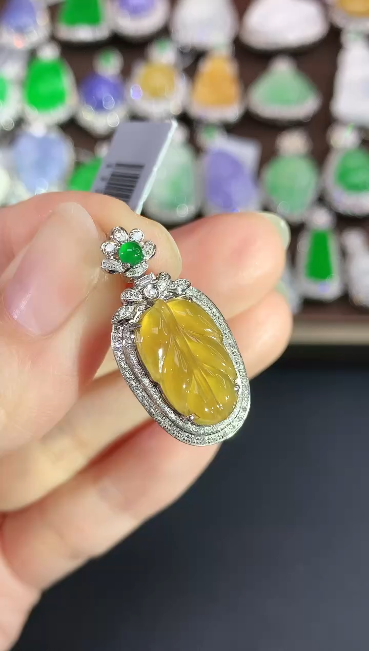 吊坠(不含链)18K金镶嵌翡翠99|1