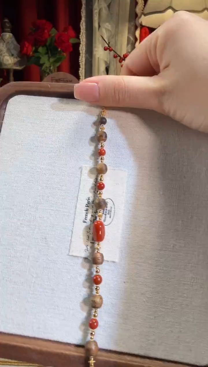 【闪购商品】南红玛瑙手链银S925镶嵌桶珠随型