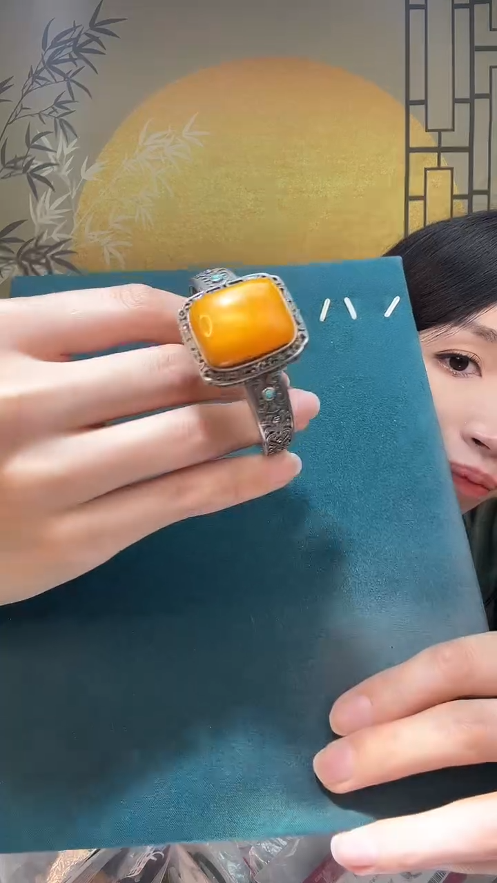 【闪购商品】琥珀裸石银S925镶嵌G3637天然蜜蜡