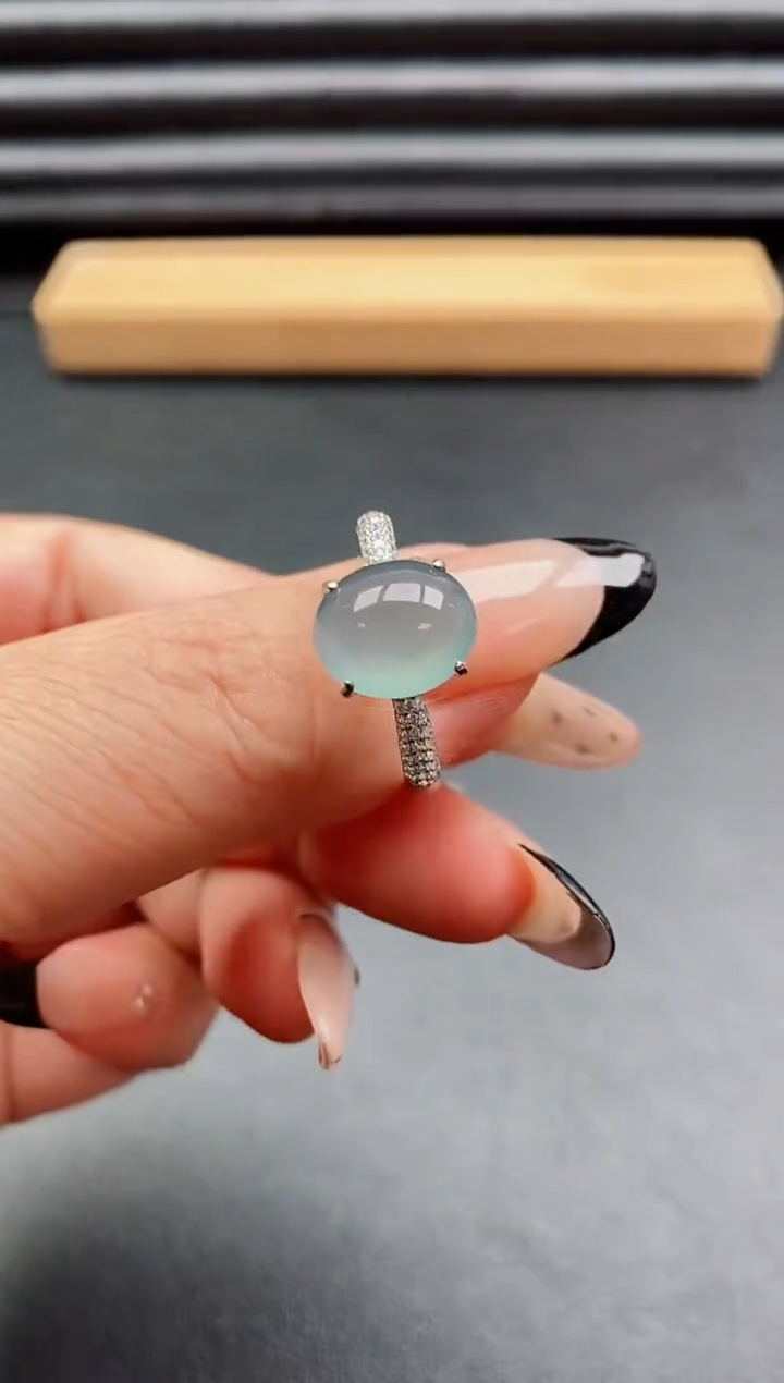 银S925镶嵌戒指翡翠1