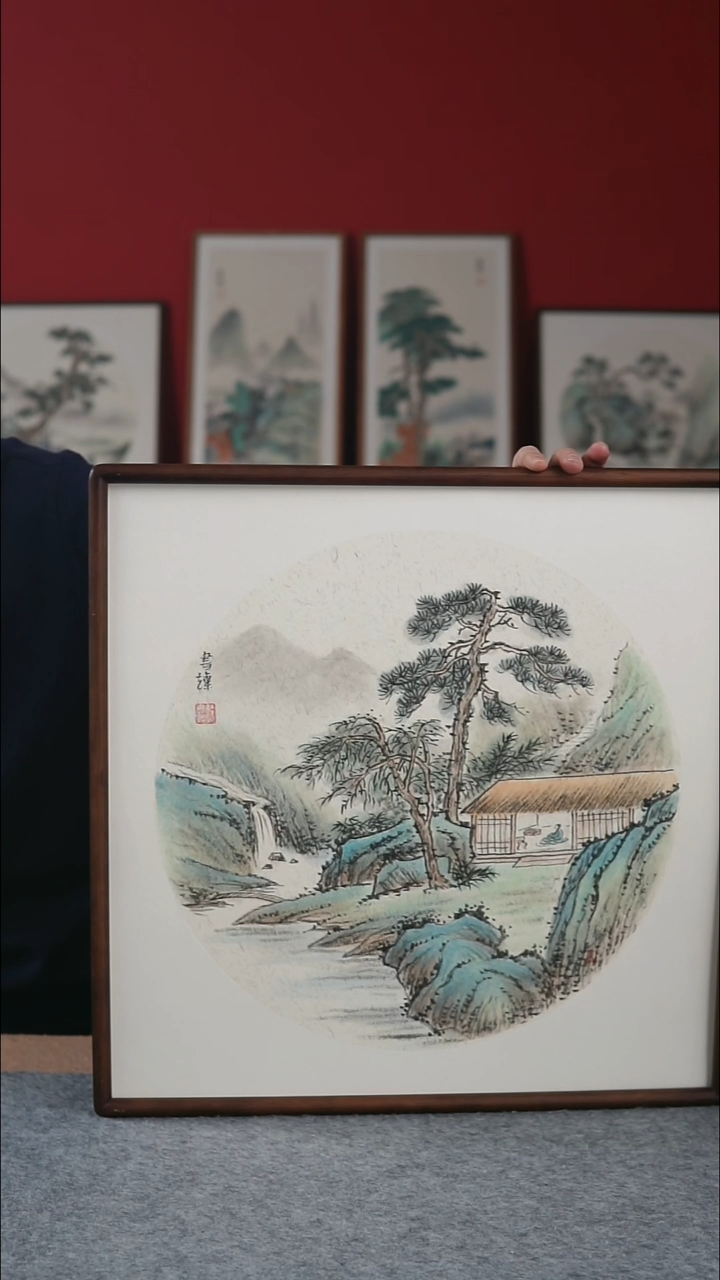 国画高*纯手写纯手绘-带框尺寸52*52