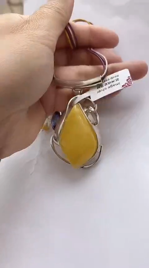 【闪购商品】琥珀裸石银S925镶嵌蜜蜡吊坠