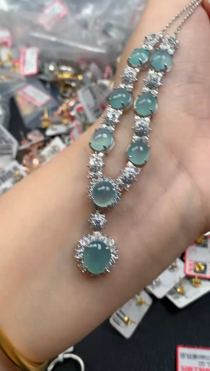 翡翠戒指银S925镶嵌天然A货缅甸翡翠