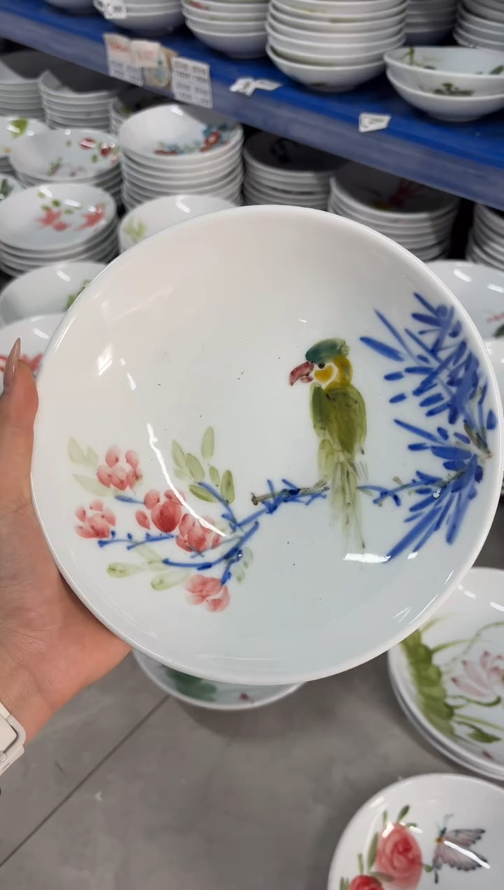 瓷片景德镇高温陶瓷食品级手绘釉中彩-圆深盘