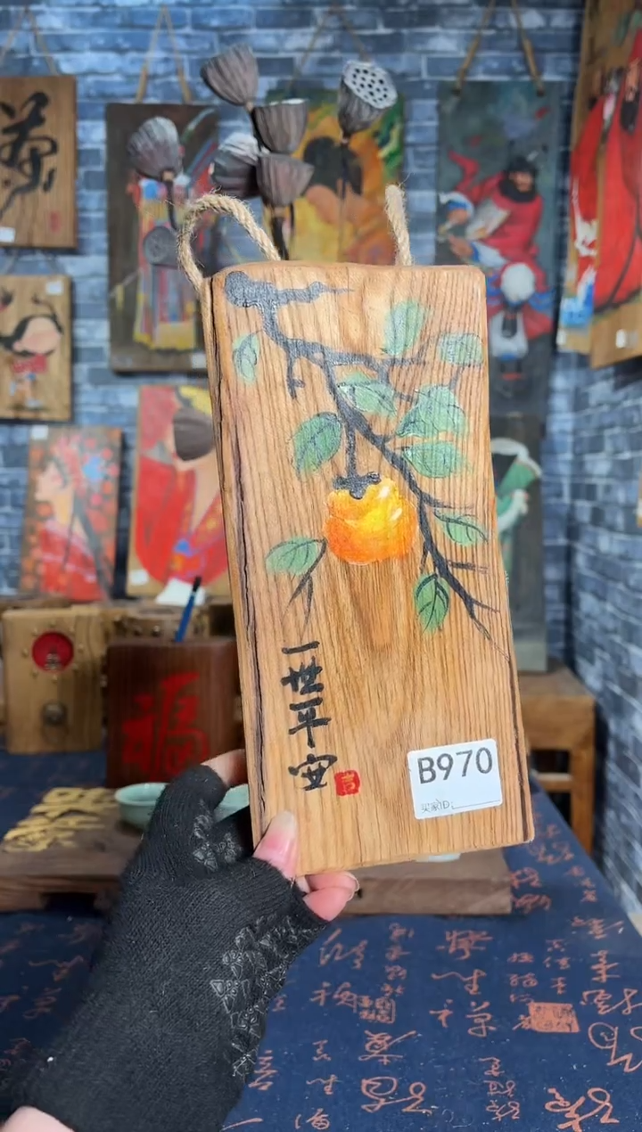 风化老门板丙烯画