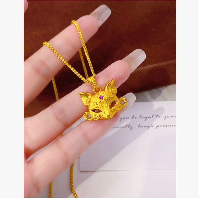 铜合金项链 狐狸坠项链