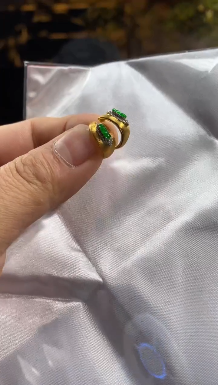 【闪购商品】翡翠耳饰18K金镶嵌k00183-天然翡翠a货耳饰