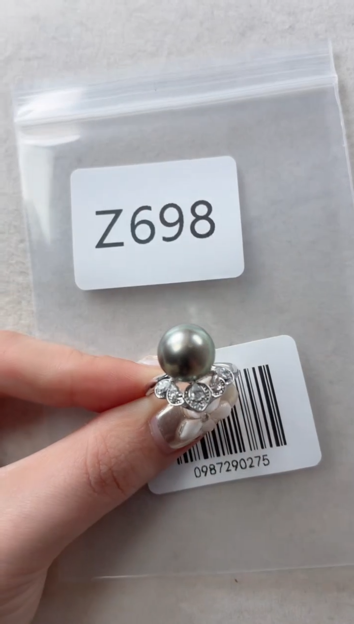 银S925镶嵌戒指海水珍珠Z698