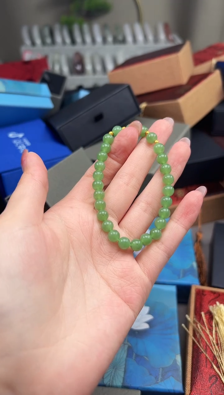 手串未镶嵌和田玉碧玉0.6 金玉满堂