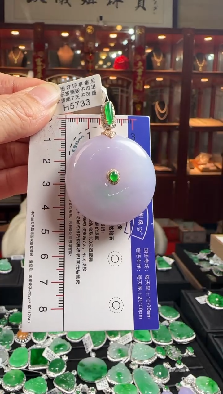 【闪购商品】翡翠颈饰18K金镶嵌H5733紫平安扣