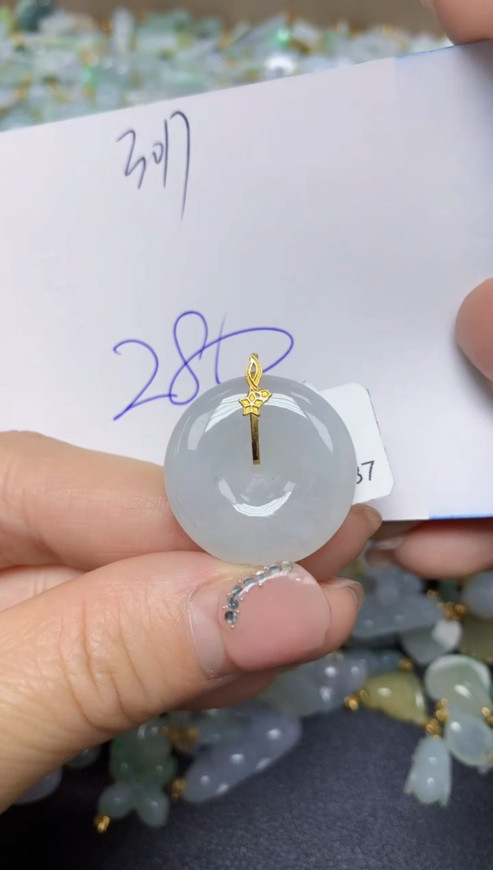 【闪购商品】翡翠挂件18K金镶嵌 天然翡翠A货