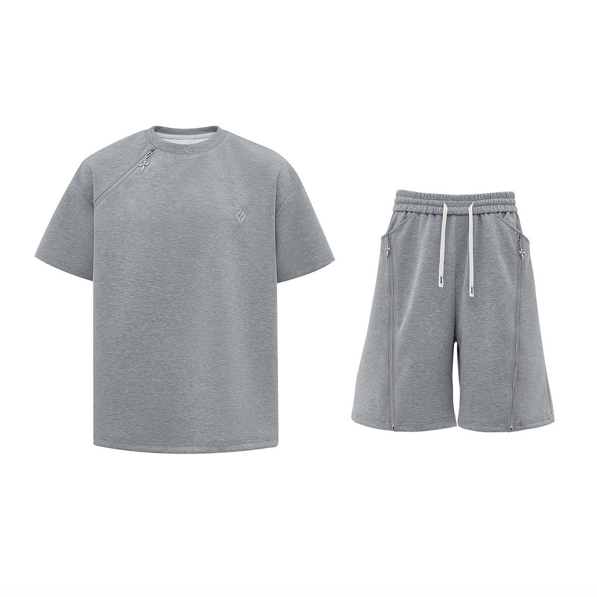 Jaaniste270g重磅曼巴棉短袖T恤套装男夏季时尚休闲情侣装两件套