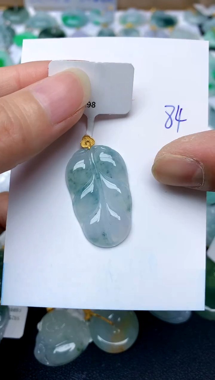 【闪购商品】翡翠颈饰18K金镶嵌84天然A货翡翠