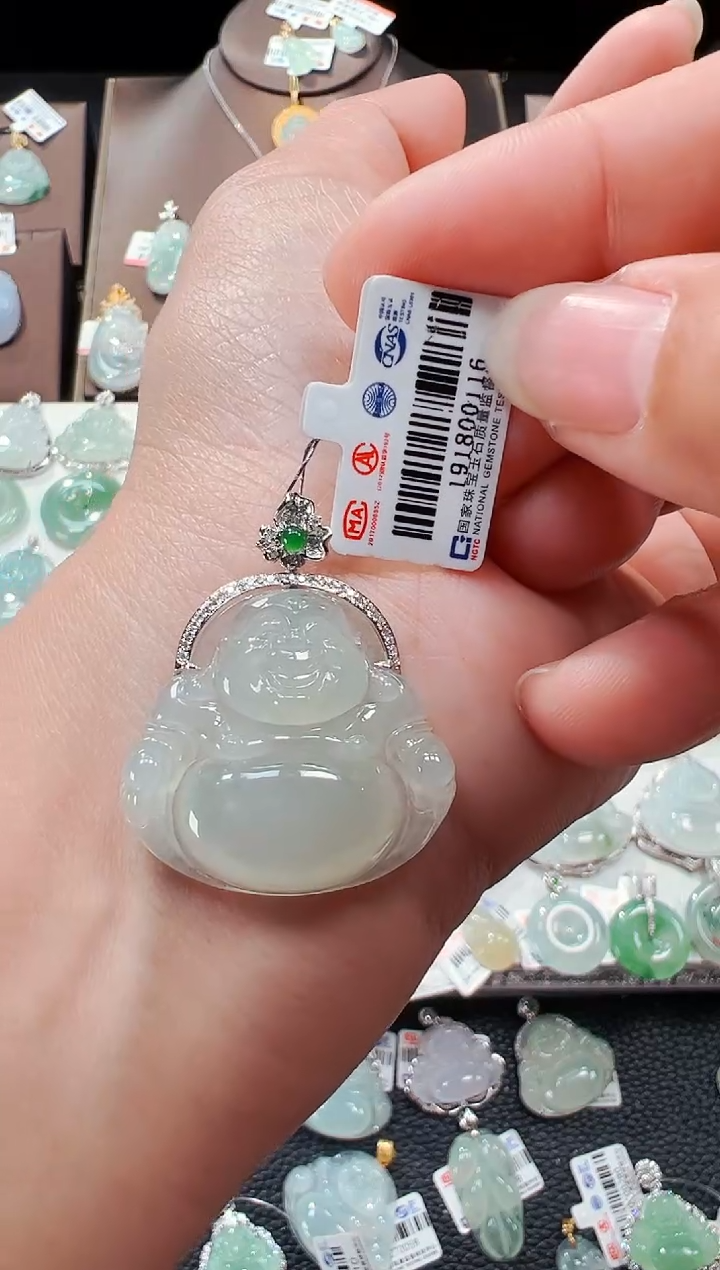 【闪购商品】翡翠吊坠(不含链)18K金镶嵌佛公吊坠1116