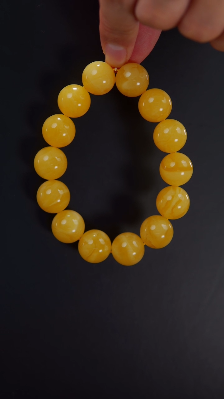 未镶嵌蜜蜡手串焦皮料圆珠手串40.3