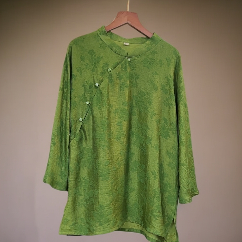 8259-花柔-新中式时尚重磅提花复古国风女士宽松小衫外套