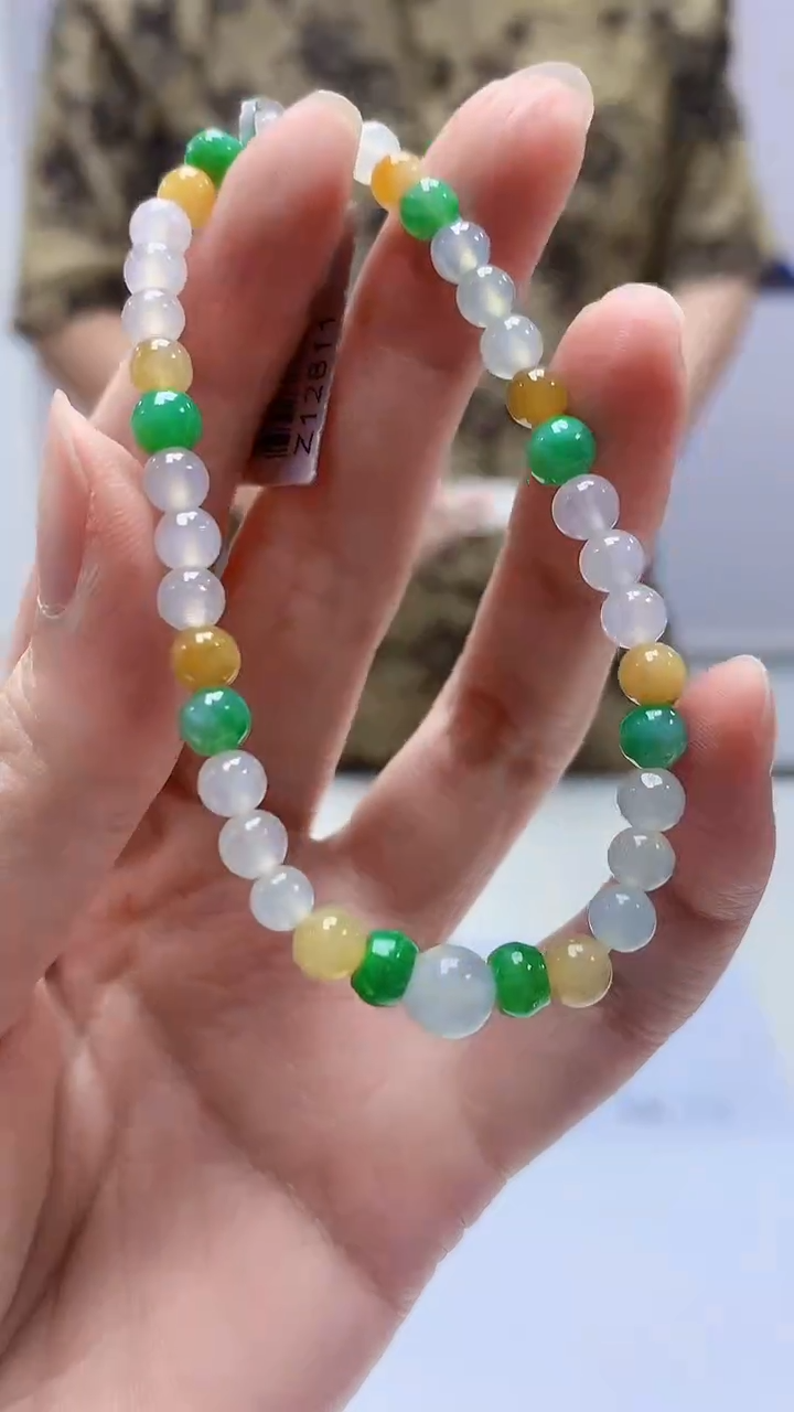 【闪购商品】定制翡翠未镶嵌4688zm-毛货手串129