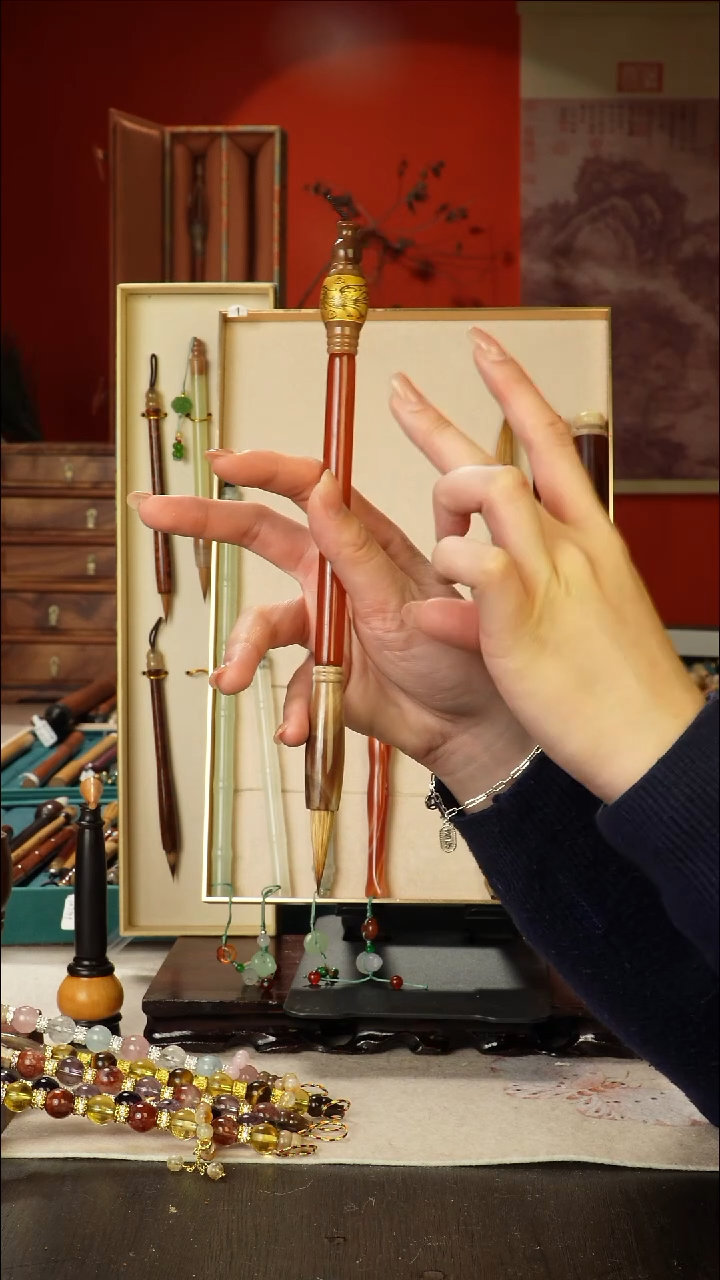 23号闪孤品高货毛笔链接 清水试笔 蘸墨不退