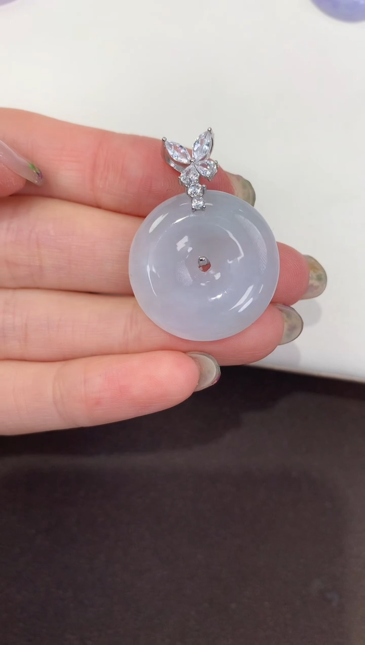 颈饰银S925镶嵌翡翠天然缅甸a货翡翠