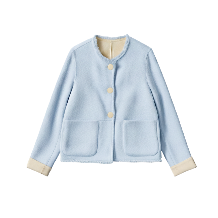 2025新款双面呢双色穿小香风短款时尚韩版上衣外套2510