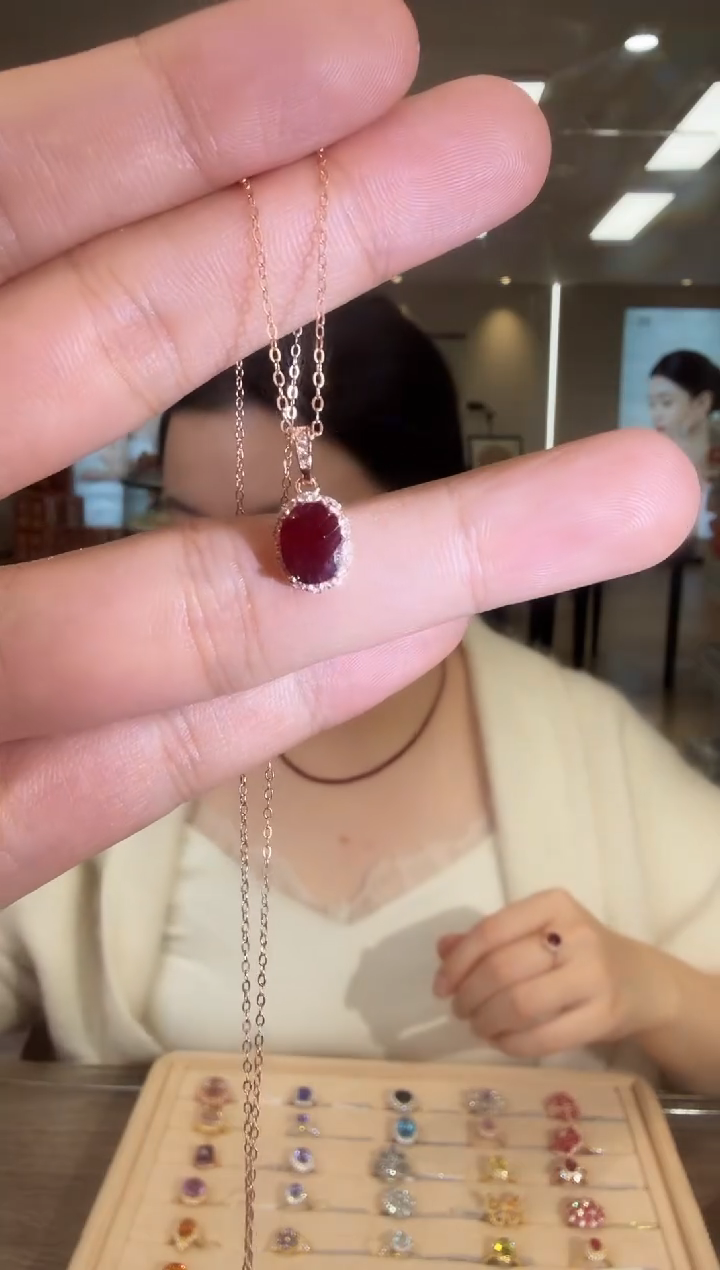 银S925镶嵌项链红宝石09