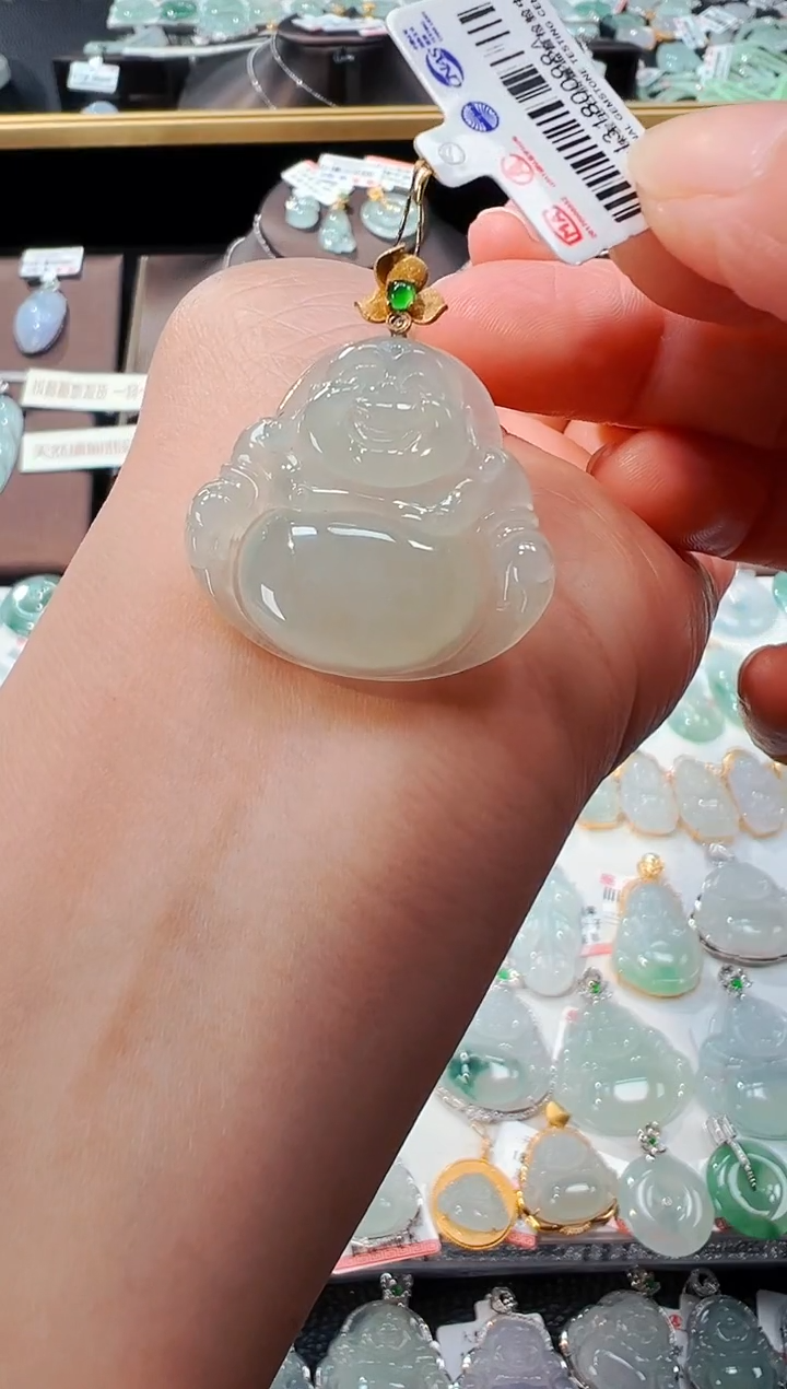 【闪购商品】翡翠吊坠(不含链)18K金镶嵌佛公吊坠98A