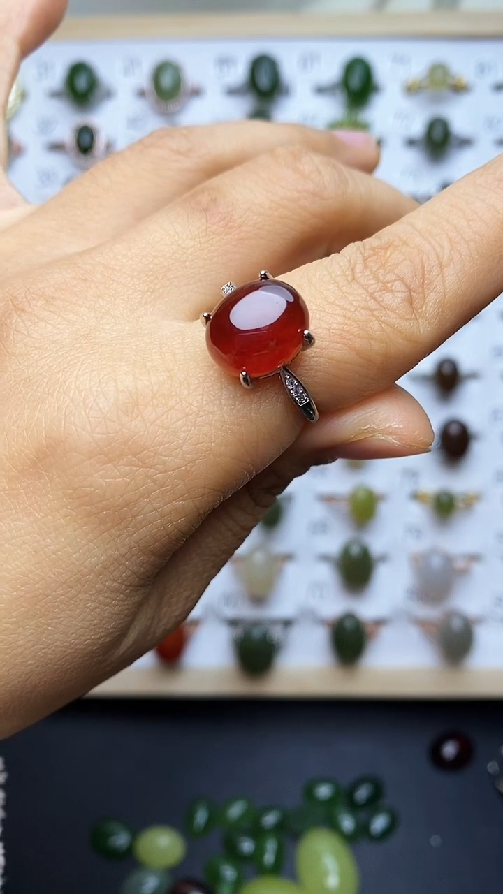 【闪购商品】石榴石戒指银S925镶嵌1