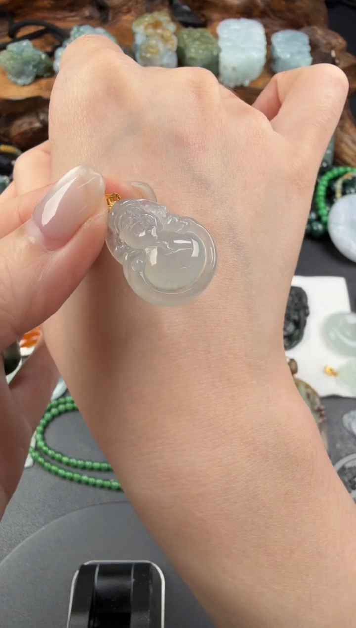 吊坠(不含链)18K金镶嵌翡翠翡翠饰品-321