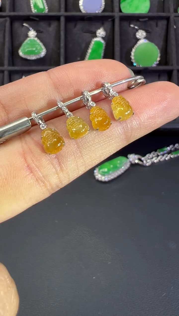 吊坠(不含链)18K金镶嵌翡翠A97|（多样性发其一）