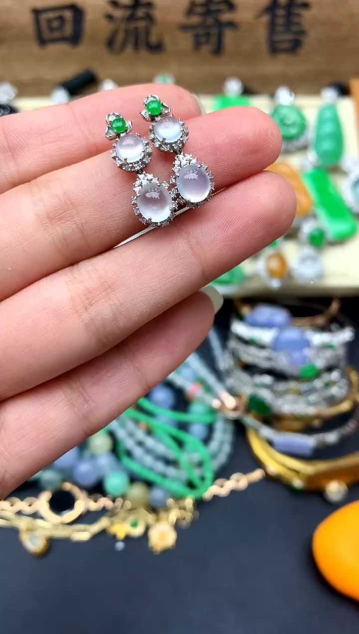【闪购商品】翡翠耳饰18K金镶嵌234-中国好珍宝