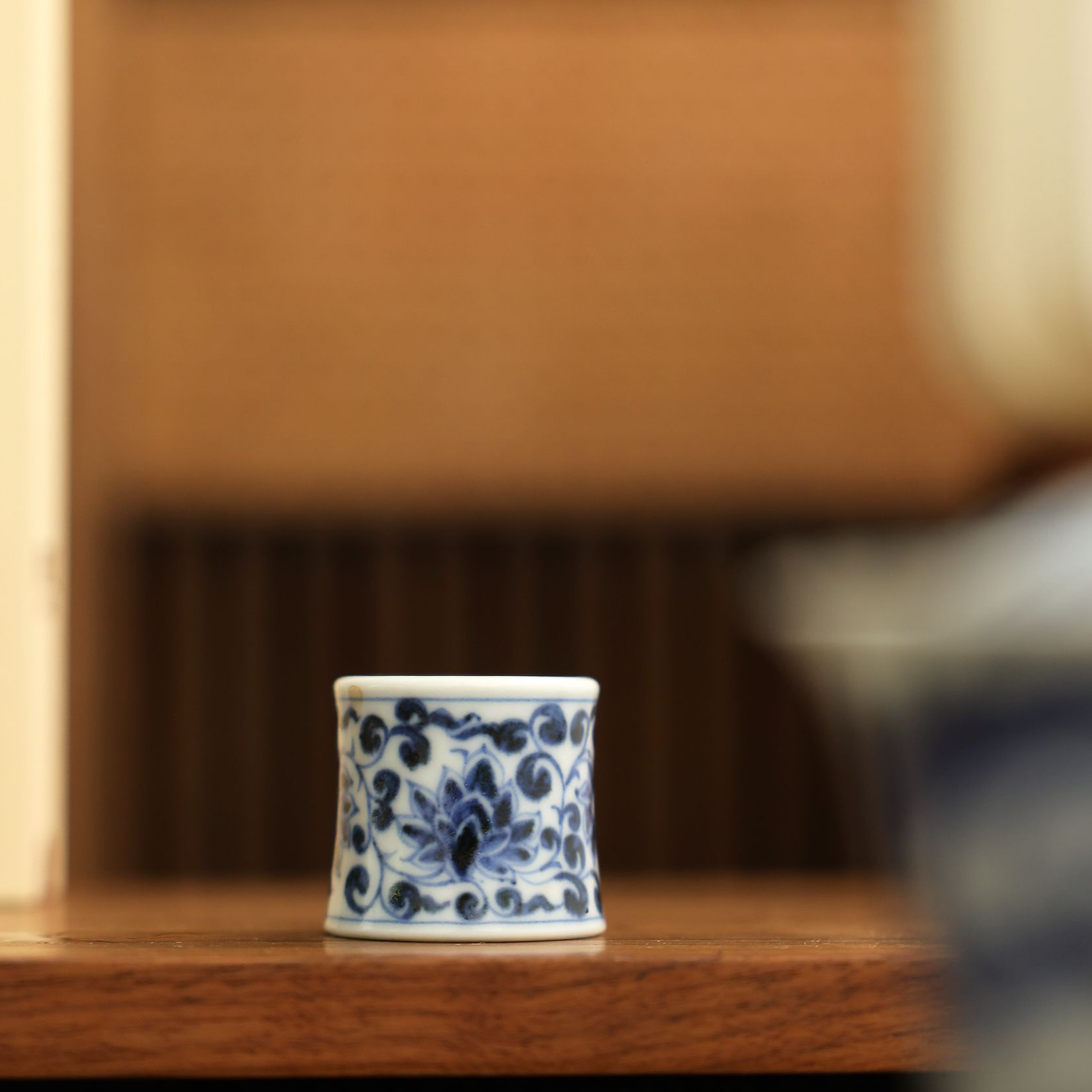 茶圈大魔王茶器景德镇纯手绘【元岚堂】元青花缠枝莲束腰盖置