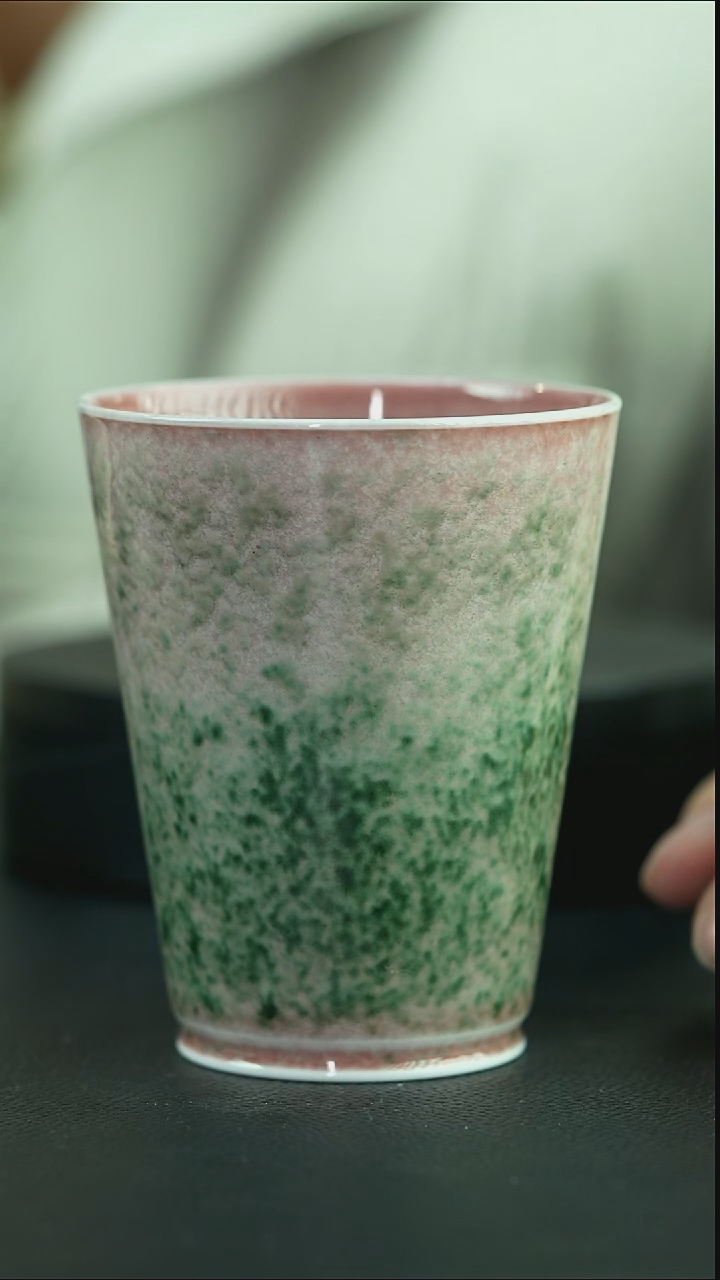 杯庐陵昱西四字篆款瓜皮绿可乐杯（3号）