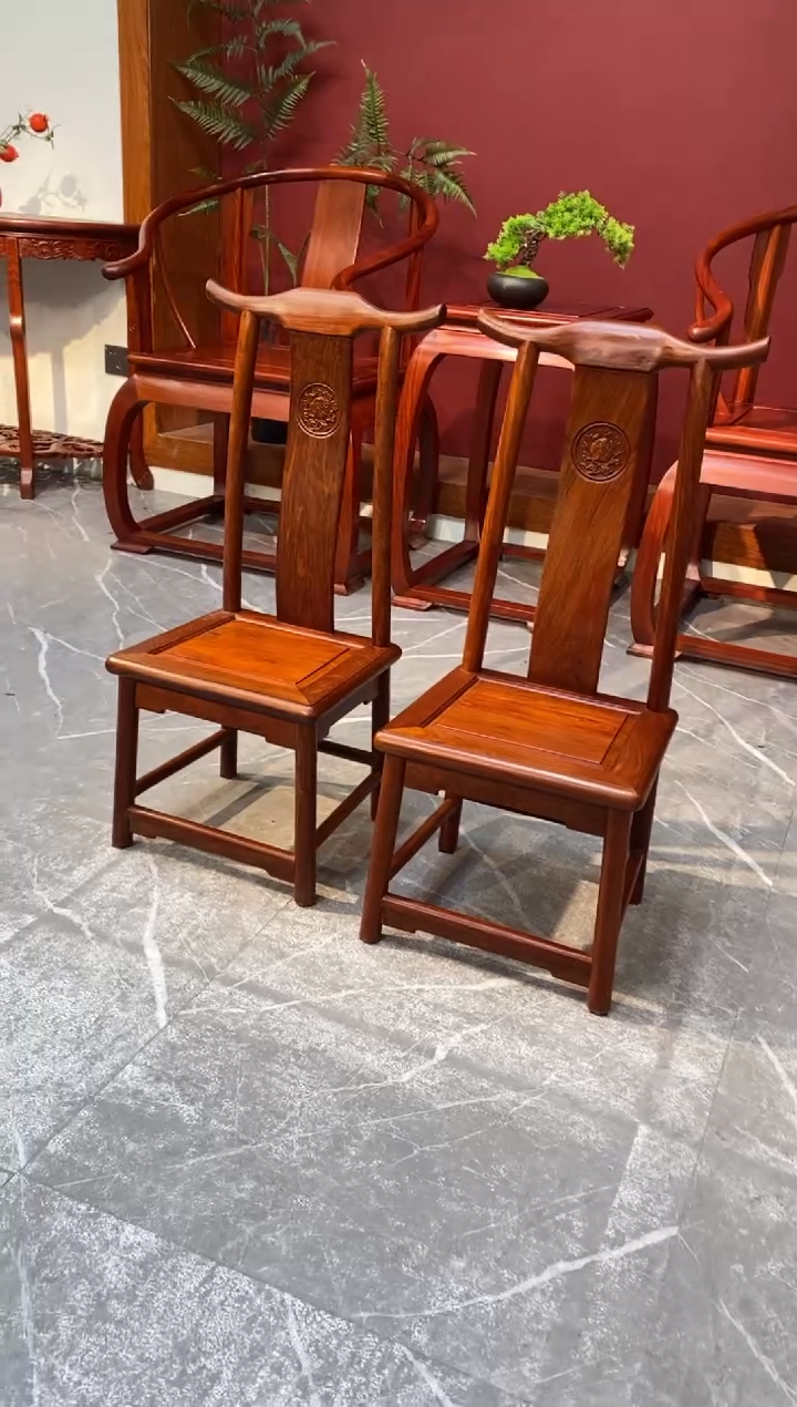 花梨木类成套家具缅甸花梨木小官帽椅