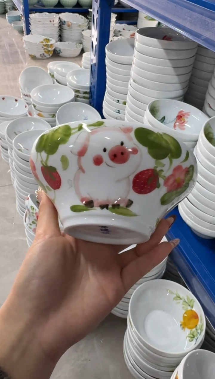 瓷片景德镇高温陶瓷食品级手绘釉中彩-葫芦碗