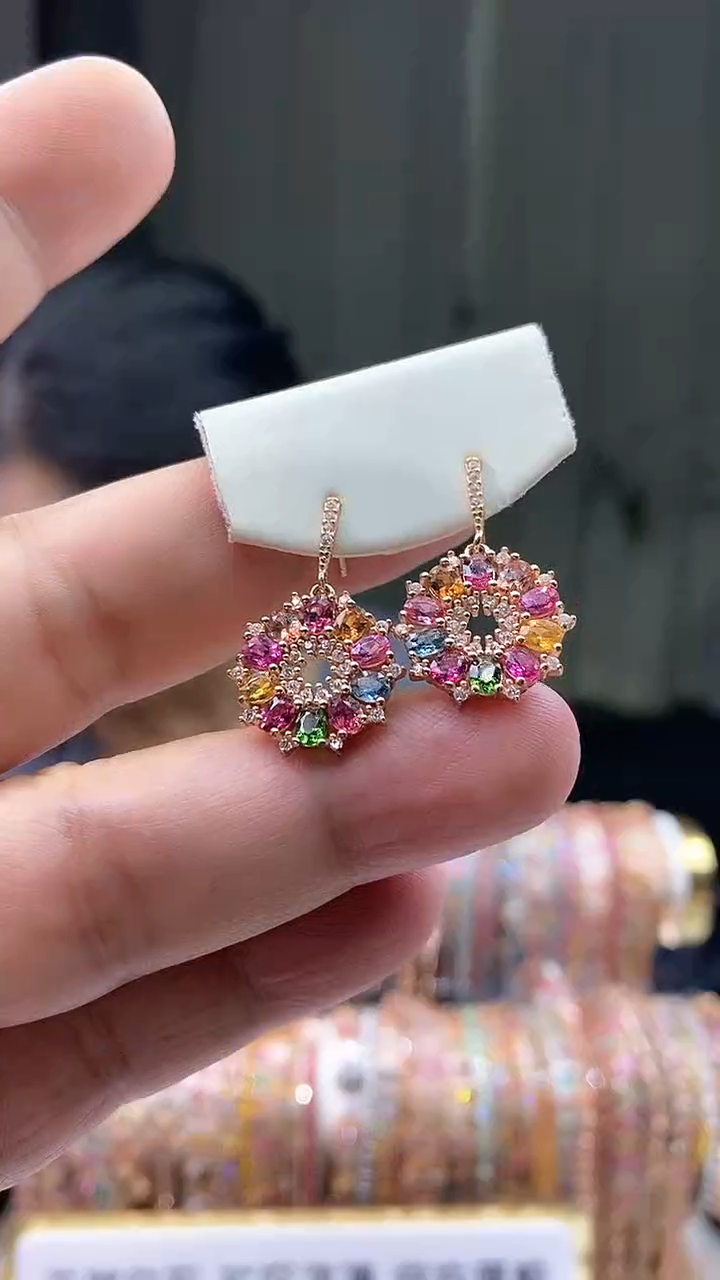 【闪购商品】碧玺耳钉银S925镶嵌35435435435435