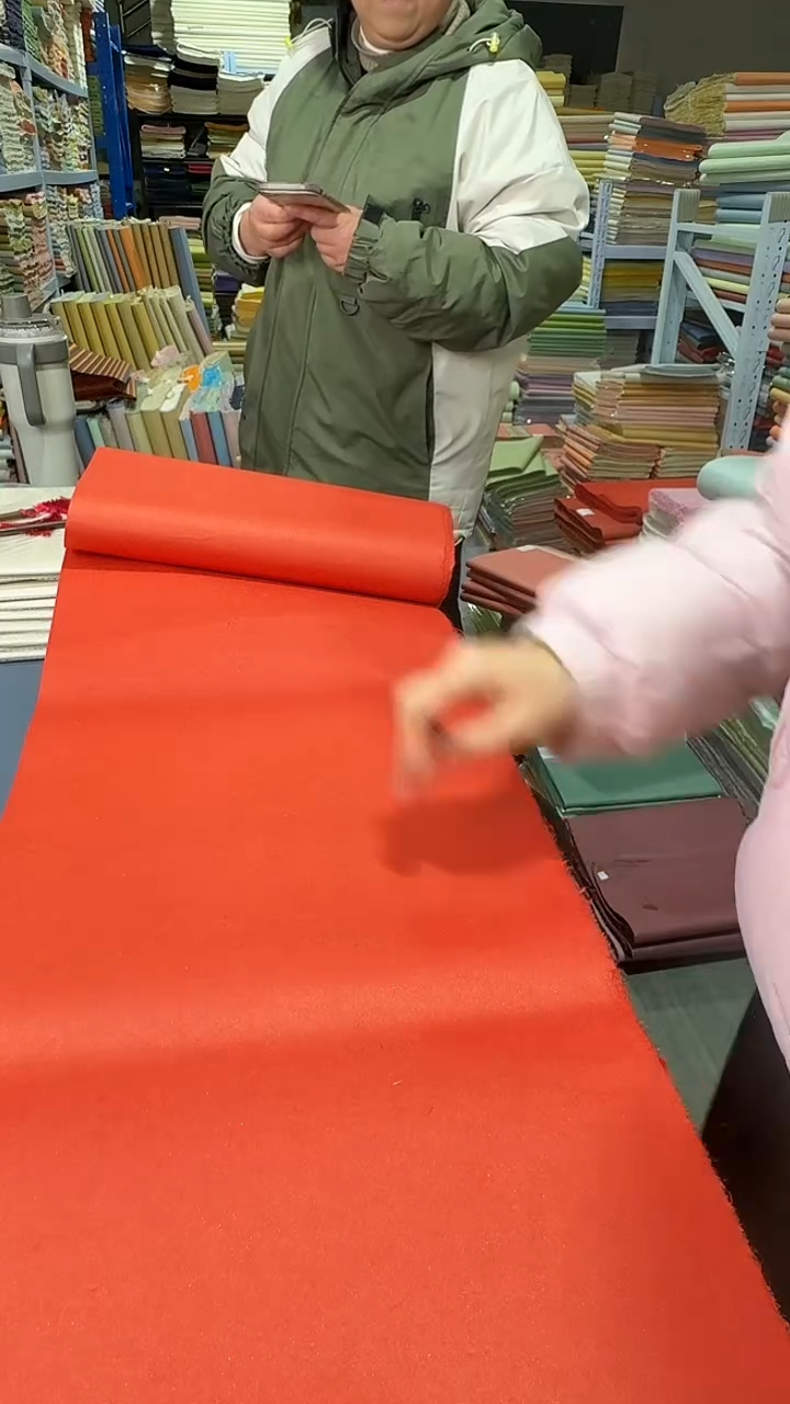 纯手工四尺对开25张中国红珠光光板丝绒楮皮笺