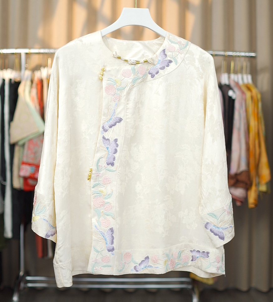 【婉瑜】新中式国风显瘦减龄刺绣高端女士格格上衣0047