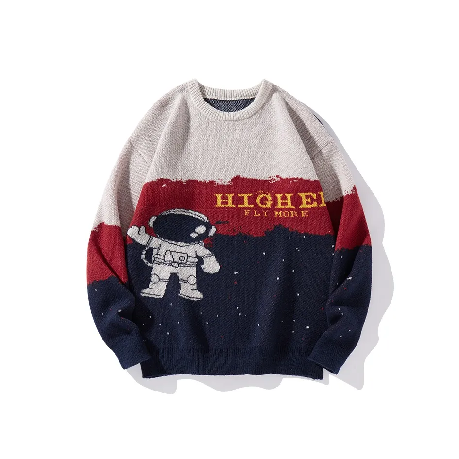 【品牌下架】IE 小宇航员宽松提花舒适圆领长袖毛衣24106