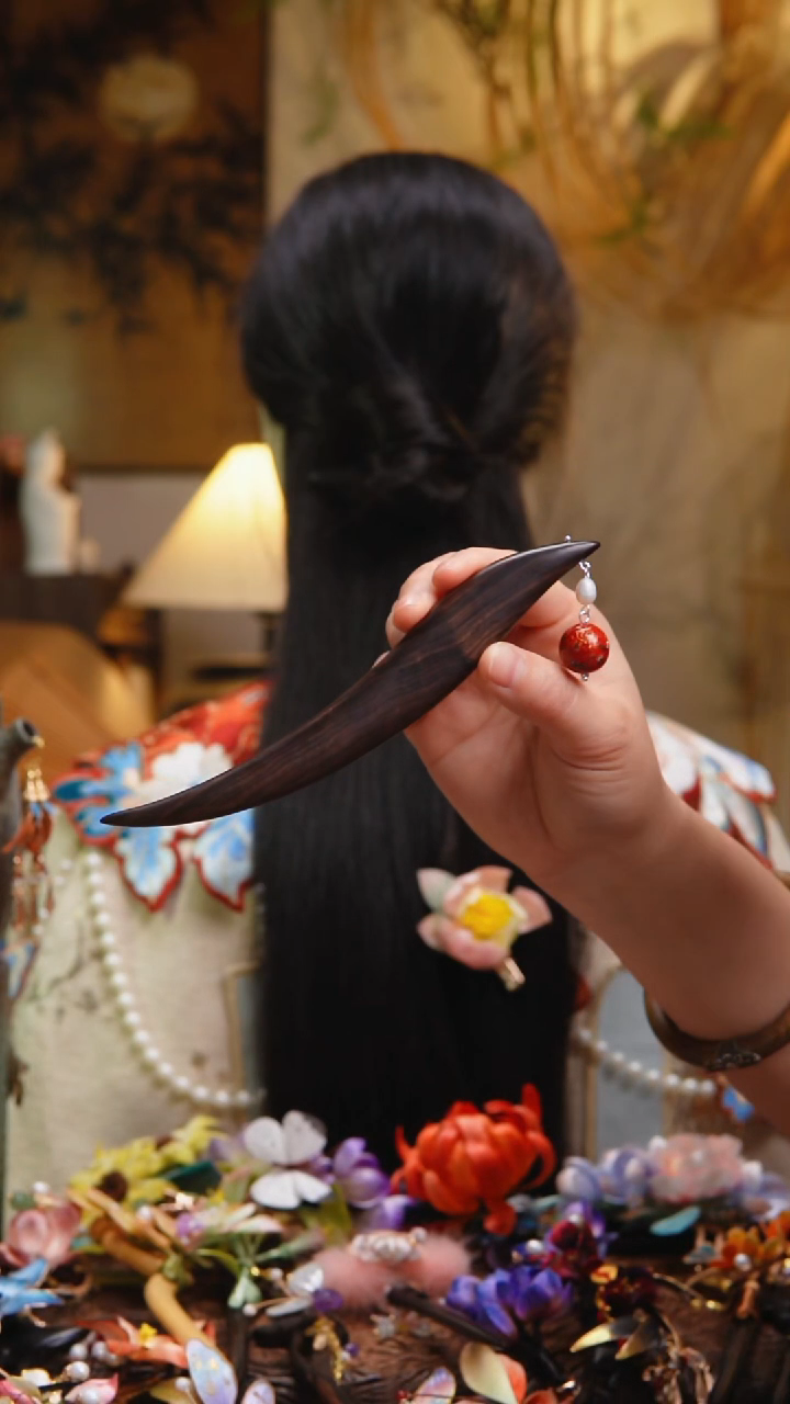 木原创设计定制木簪大漆步摇